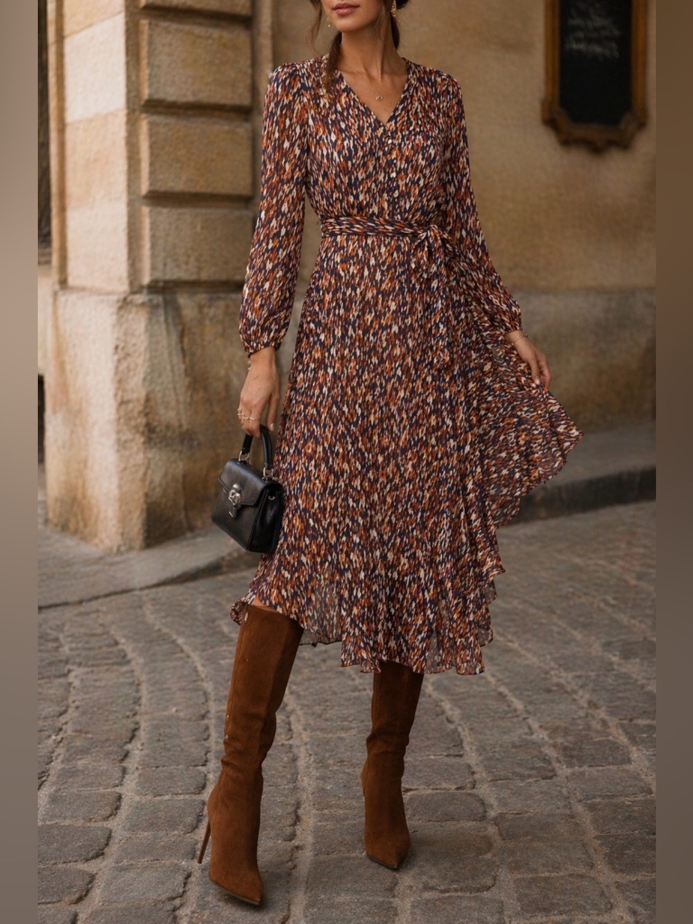 Vince Camuto Metallic Printed Maxi Dress  Elegant Flowy Belted Dress